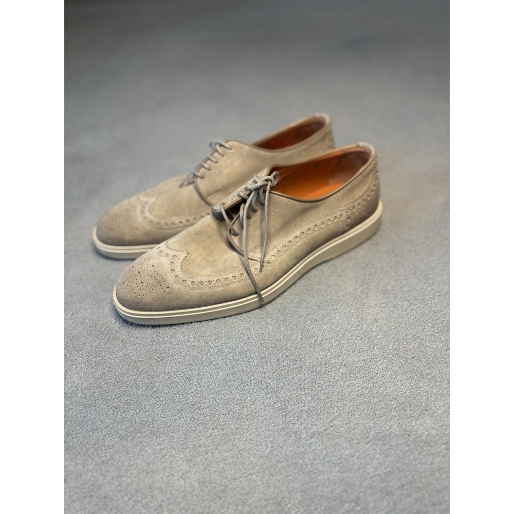 Santoni Wingtip Brogues‎ Beige Suede Men Shoe Santoni US Size 7/EU 40